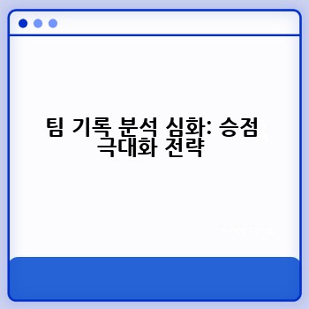 팀 기록 분석 심화: 승점 극대화 전략
