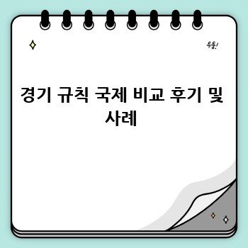 경기 규칙 국제 비교 후기 및 사례