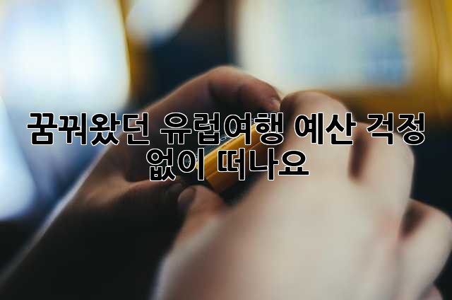 ✨꿈꿔왔던 유럽여행, 예산 걱정 없이 떠나요!✨
