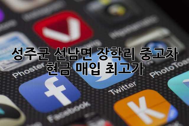 성주군 선남면 장학리 중고차 현금 매입 최고가