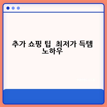 추가 쇼핑 팁  최저가 득템 노하우