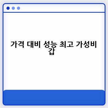 가격 대비 성능 최고 가성비 갑 