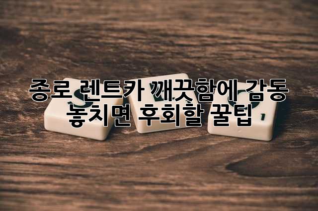 🚗 종로 렌트카, 깨끗함에 감동! 놓치면 후회할 꿀팁🍯