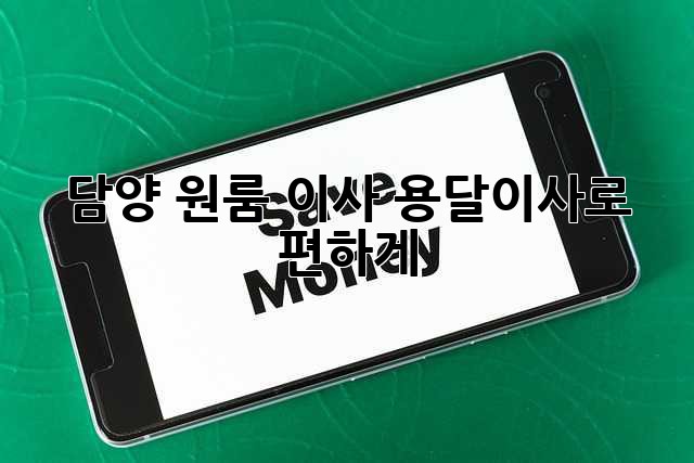 담양 원룸 이사? 용달이사로 편하게!