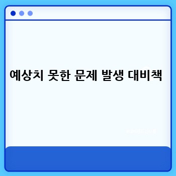 예상치 못한 문제 발생 대비책